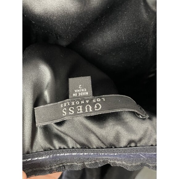 GUESS Strapless Fit n Flair Jacquard Mesh Foliage Print Black Mini Dress Size 2 - Picture 6 of 8